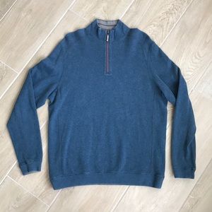Tommy Bahama Sweater Mens M Blue Reversible 1/4 Zip Pullover